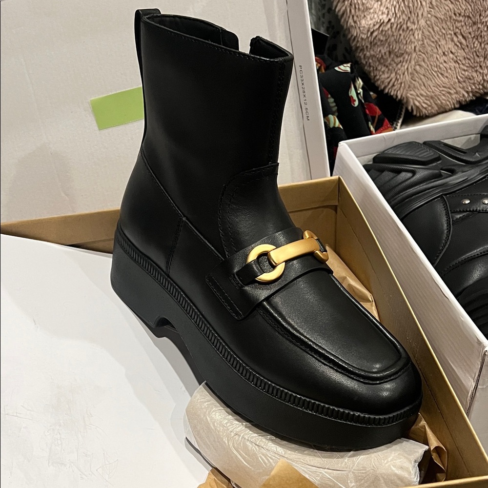 Fitflop Black Ankle Boots with Gold Detail